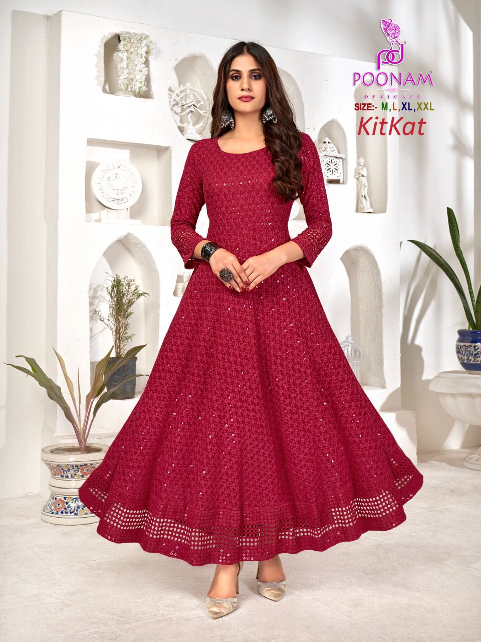 Poonam Kitkat New Exclusive Wear Rayon Anarkali Kurti Collection